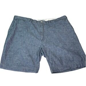Polo by Ralph Lauren Men's BT Size 46 Chambray Blue Shorts, Flat Front, Cotton
